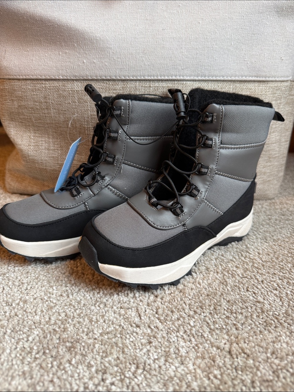 London Fog Gray and Black Insulated Boots